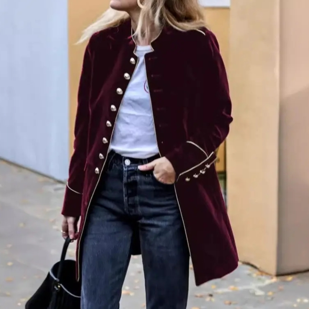NWT Red VELVET Band Coat